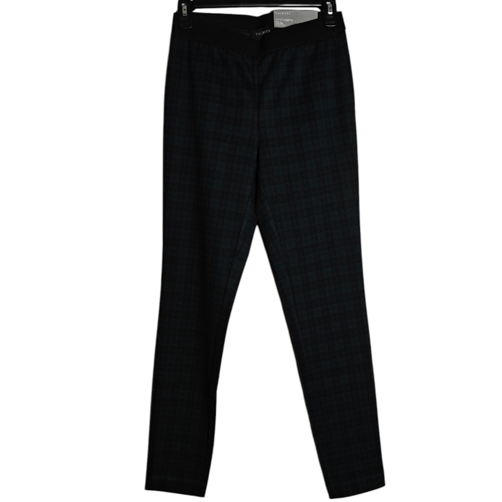 TALBOTS NWT Soho Leggings Green/Blue Tartan Print Size 2